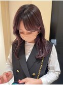 大人暗髪ラベンダーグレーブリーチなしダブルカラー