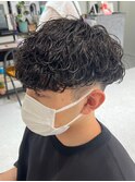 ツイストスパイラルパーマ波巻きスパイラルパーマツーブロック
