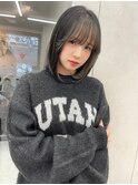 小顔レイヤーカット/ワンレンヘア/オリーブベージュ