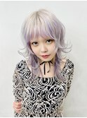 ホワイト×ホワイトパープル×シャギーウルフ