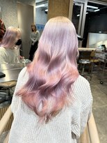 ミルクティーベージュピンクブリーチありダブルカラーレイヤー2
