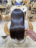 イメチェン外ハネボブ美髪ワイドバングミディアム縮毛矯正ボブ