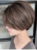 大人ショートボブ丸みショートカットマッシュショート前髪あり