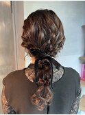 【ローポニーテール】結婚式銀座お団子カチモリタイトヘアセット