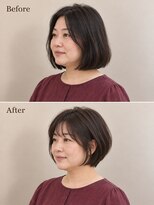 aptas 青山/表参道 白髪染め/白髪ぼかしハイライト/ボリュームアップエクステ&nbsp;40代の大人前髪ボブ｜表参道・青山