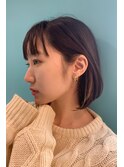 耳掛けボブインナーカラー_ワンサイドショートダブルバング