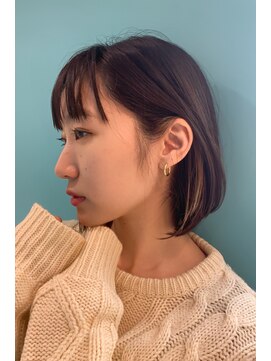 ヌイ 横浜(nui) 耳掛けボブインナーカラー_ワンサイドショートダブルバング