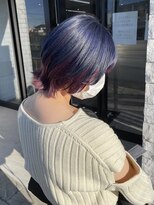 リトバイプティパ(Lit by petit-pas) 派手髪☆ブルー×ラベンダーショートウルフヘア