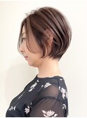 ハイライト白髪ぼかしダブルカラーインナーカラーショートボブ