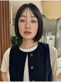 ストレートボブ バングカット ミニボブ 黒髪ボブ  表参道 青山