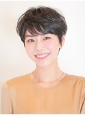 切りっぱなしショート・ボブ/絶壁解消/前髪なし/20代/30代/面長