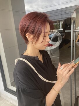 ナンバー 竪町(number+) 透明感春レイヤーカットショートボブ軽やかオレンジベージュ
