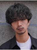 心斎橋シャドウパーマメンズマッシュウルフカット波巻きパーマ