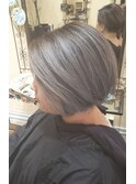 ★シルバーグレーヘアカラーのアシメボブ★【SOMEBRIDGE】