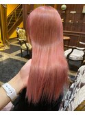 ピンクカラー＿エアストレート＿髪質改善＿韓国系カラー