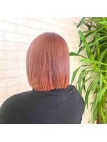 ビス フルール 日暮里店(Vis fleur)&nbsp;サーモンピンク/ピンクカラー/切りっぱなしボブ
