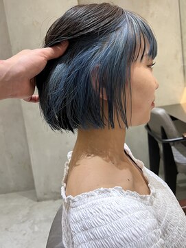 ロンドワン 三宮元町(Lond one) インナーカラー/イヤリングカラー/ボブ/ブルーカラー