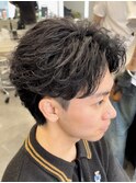 渋谷フェザーパーマセンターパートメンズカットニュアンスパーマ