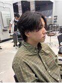 センターパート×シャドウパーマ