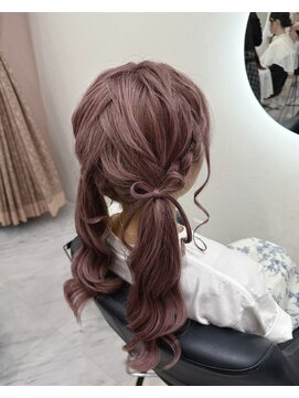 編み込みリボンツインテール/心斎橋ヘアセット