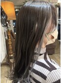 クラゲヘアーオリーブグレーココアベージュインナーブリーチ