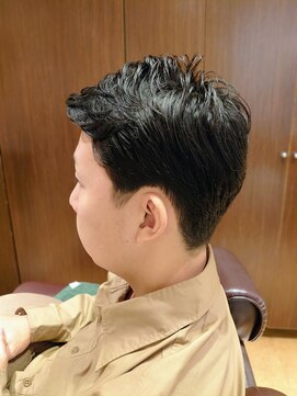 メンズショートレイヤー×結婚式七三ヘアセット×眉グルーミング
