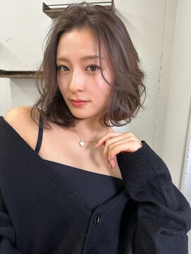 ブラン 梅田(Blanc) 【Blanc】ダークアッシュ＿大人ボブパーマ＿かきあげバング