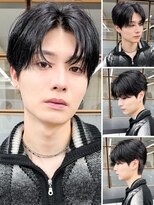 "束感黒髪ナチュラル人気流行センターパート韓国風 "