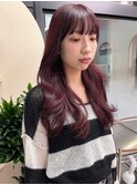 ロングレイヤー 顔周りレイヤー カシスピンク【天神大名】