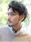 センターパーマ/スペインカール/ニュアンスパーマダークアッシュ
