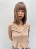 グレージュ 縮毛矯正 前髪縮毛 ストレート レイヤー 韓国