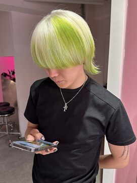 ダズリングディア(Dazzling Deer) ホワイト/グリーン/マッシュ/デザインカラー/MEN'SHAIR