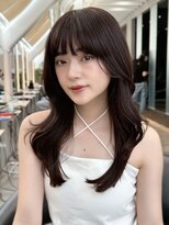 ロンドリゼル 札幌(Lond RiseL)&nbsp;ミディアムレイヤーカット/チャコールグレー/顔周り/前髪/札幌