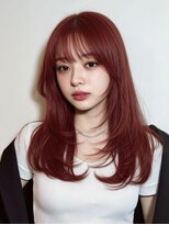 アジールヘア 池袋東口店(agir hair)&nbsp;10代20代人気レイヤーカット×ワインレッドブリーチカラー　池袋