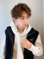 フラッグヘアー 博多駅前店(Flag HAIR) メンズショートアップバングラウンドマッシュ