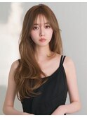 レイヤーカット シアーベージュ シースルーバング