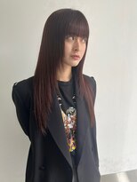 トリッカ シブヤ(TRICCA SHIBUYA)&nbsp;姫カット/ストレートロング/ワインレッドカラー/ぱっつんバング