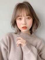 切りっぱなしボブ エアリーロング ピンクブラウン 美髪*