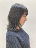 ミディアムレイヤーの毛先ワンカールパーマ