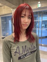 ダブ アオヤマ(DaB AOYAMA)&nbsp;ブリーチなしレッド　ブリーチなしカラーレイヤーカット