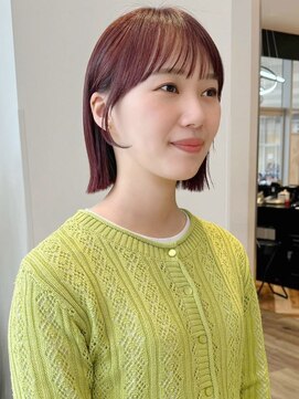 ケーツー あべのキューズモ－ル店(K-two) ボブヘア*切りっぱなしボブ*顔周りカット*後れ毛*ピンクブラウン