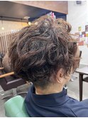 2ブロックショート　パーマスタイル　スパイラルパーマ　藤枝
