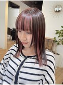 ピンクブラウン/パールピンク/インナーカラー/レイヤーカット
