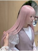 ピンクベージュブリーチダブルカラーハイトーンピンク渋谷