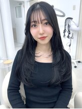 ユイマァル 岡山店(YUIMARL) 黒髪ロング10代20代30代レイヤー顔周りカット天使の羽バング3