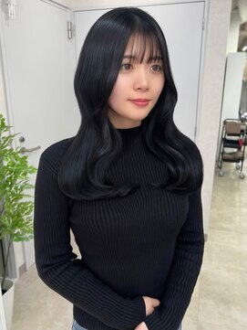 トレヘアー 京都 烏丸(tRe hair) 就活や就職する人でもできる！/ブルーブラック/透明感カラー