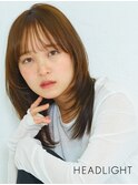 ミディアムレイヤー似合わせ小顔魅せミルクブラウン韓国くびれ