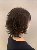 色っぽふんわりマッシュウルフウェーブミディアム20代30代40代