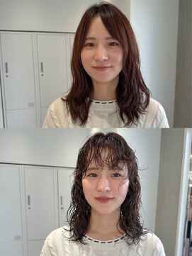 タス(tas) tas似合わせカット before&after 【ミディアムくしゃパーマ】