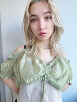 フィーリーカラー 大阪梅田店(feery color)&nbsp;オリーブベージュショートミニボブグレージュブリーチレイヤー